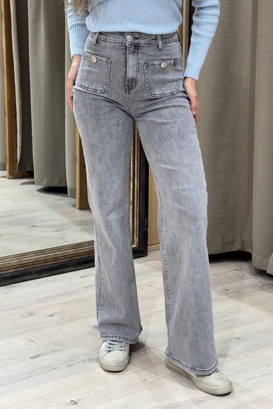 Grey wide leg jeans with...