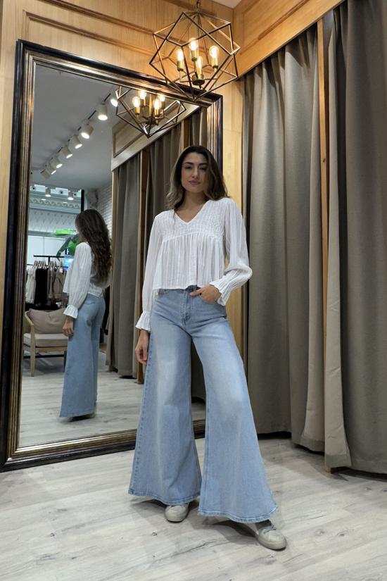 Blue wide leg palazzo jeans