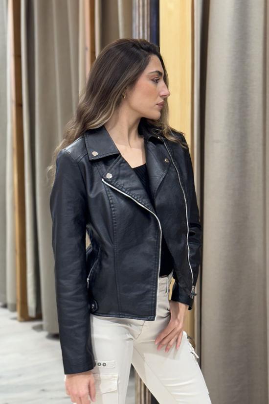 Black biker jacket with...