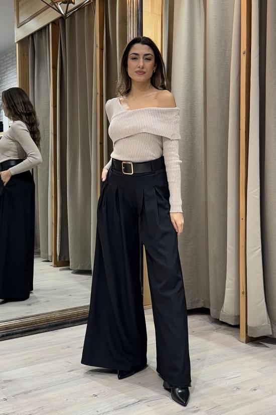 Black palazzo trousers with...