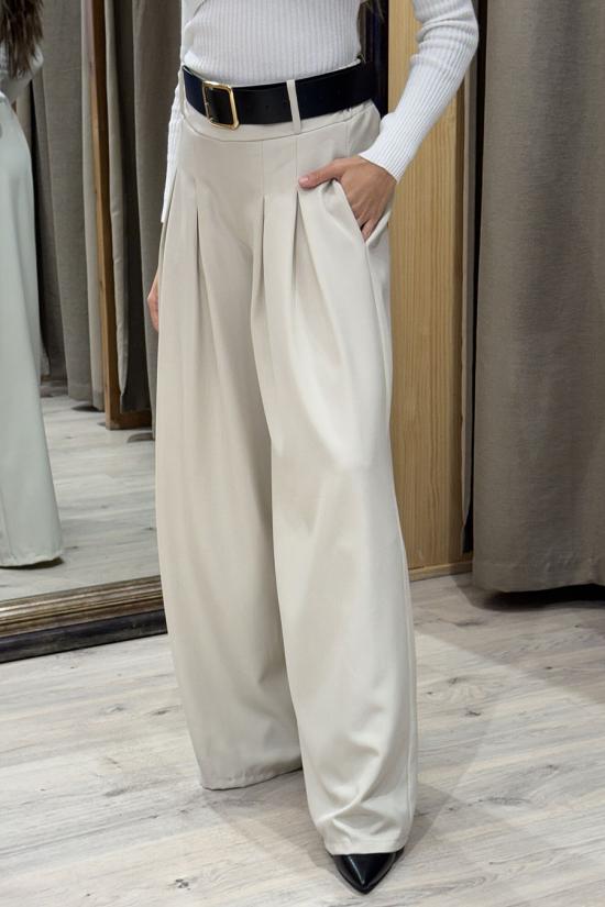 Beige palazzo trousers with...