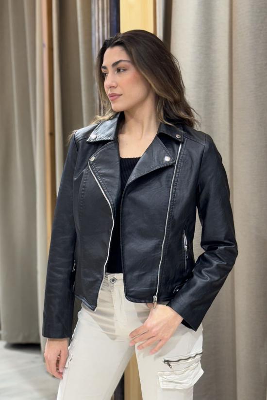 Black biker jacket with...