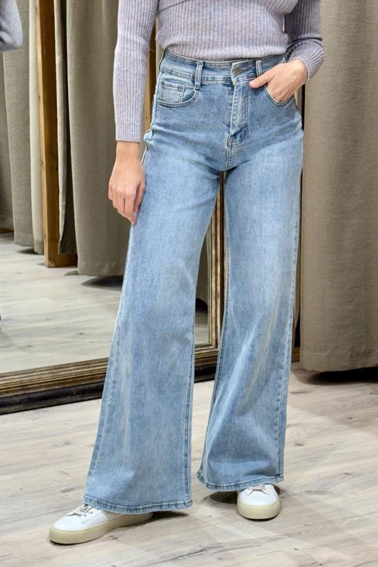 Jeans wide leg pinzas azul