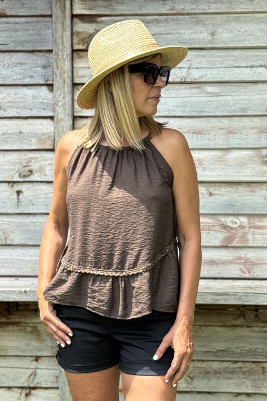 Blusa bohemia marr&oacute;n chocolate