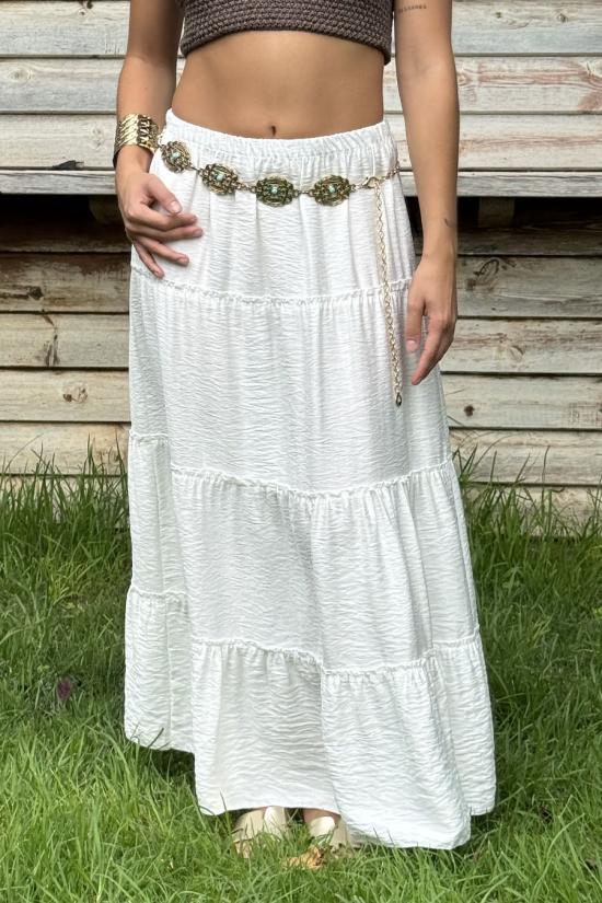 Falda larga costuras blanca