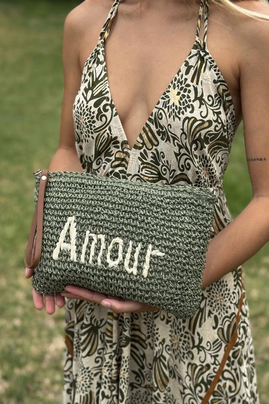 Bandolera rafia Amour kaki