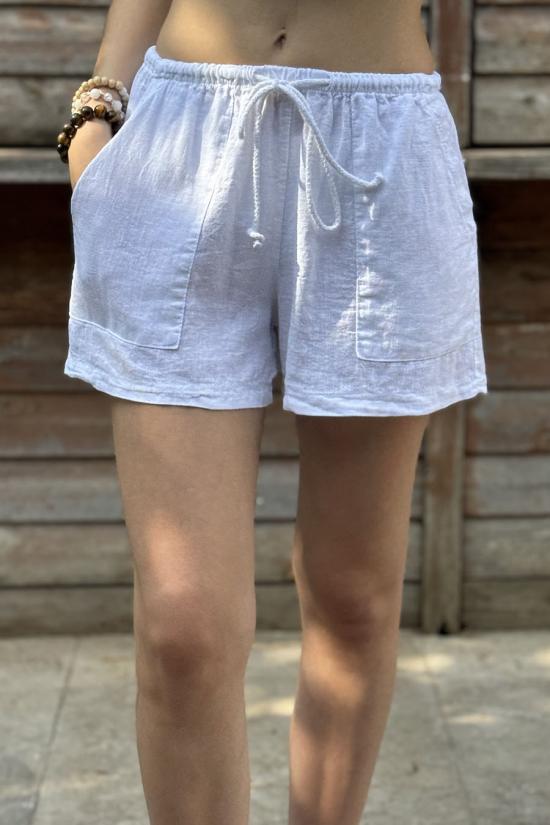 Shorts de lino blanco