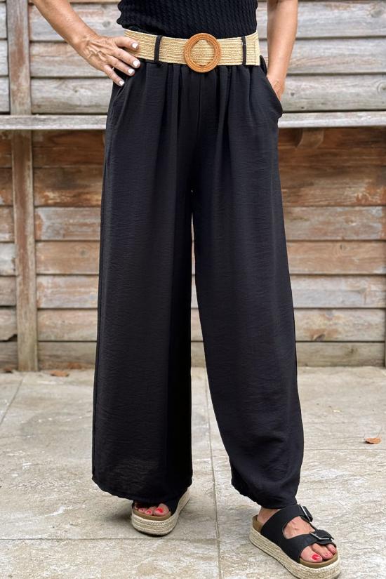 Palazzo flu&iacute;do cintur&oacute;n negro