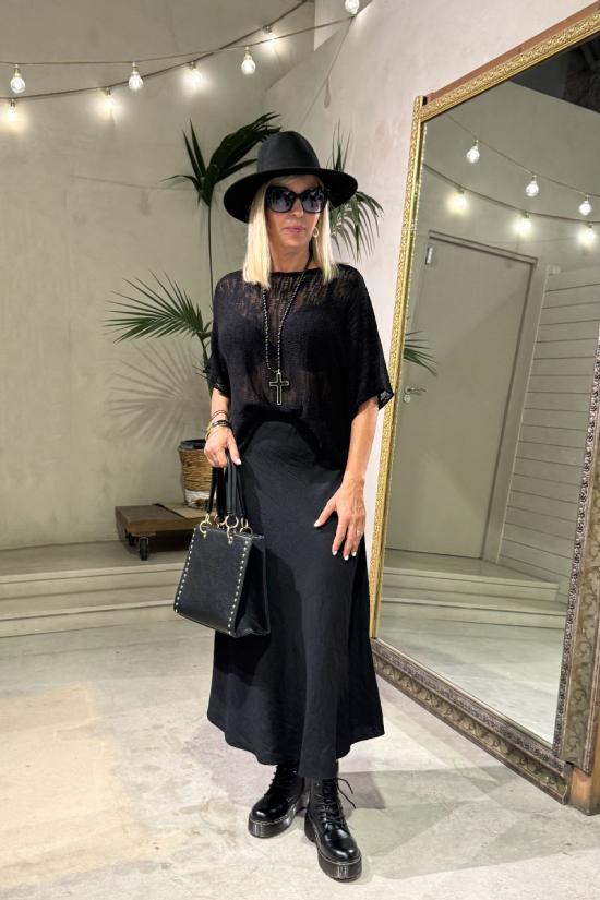 Falda viscosa midi negra