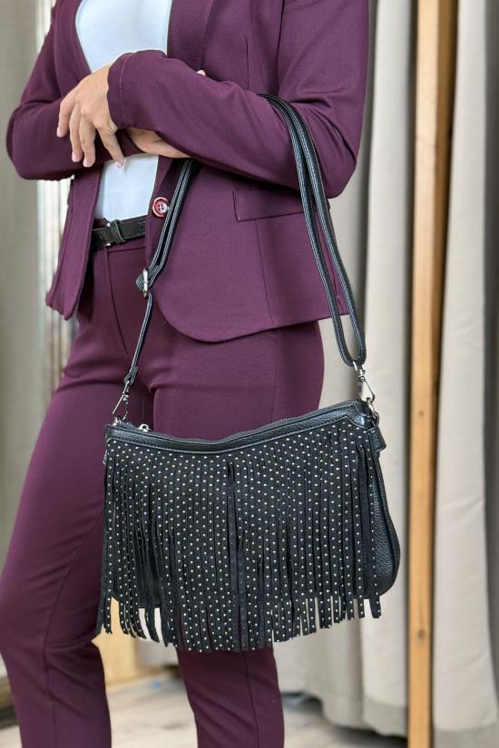 Bolso bandolera flecos negro