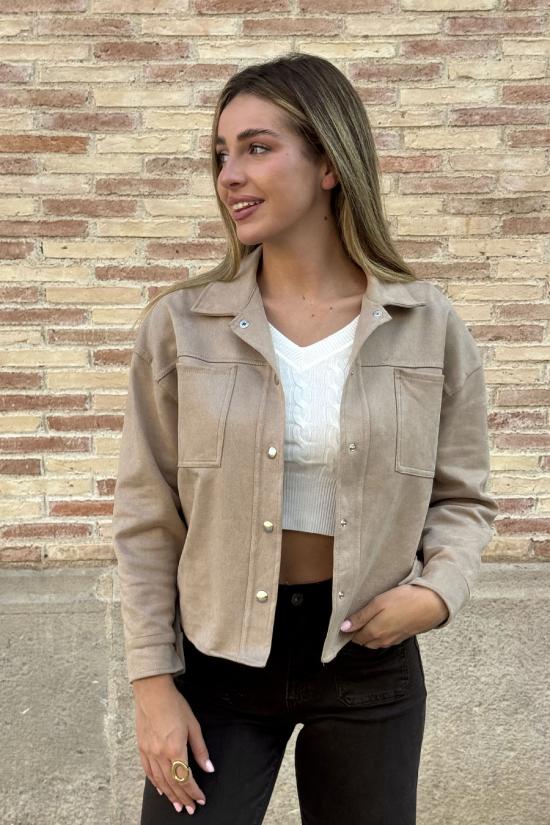 Chaqueta antelina c&aacute;mel