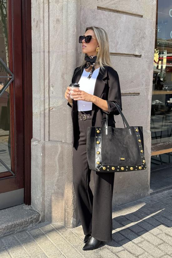 Bolso Shopper tachuelas negro