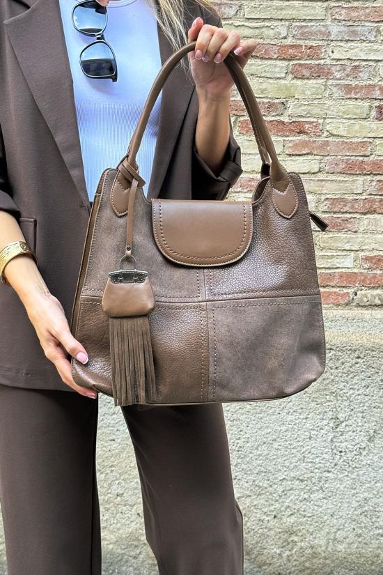 Bolso shoper texturas marr&oacute;n