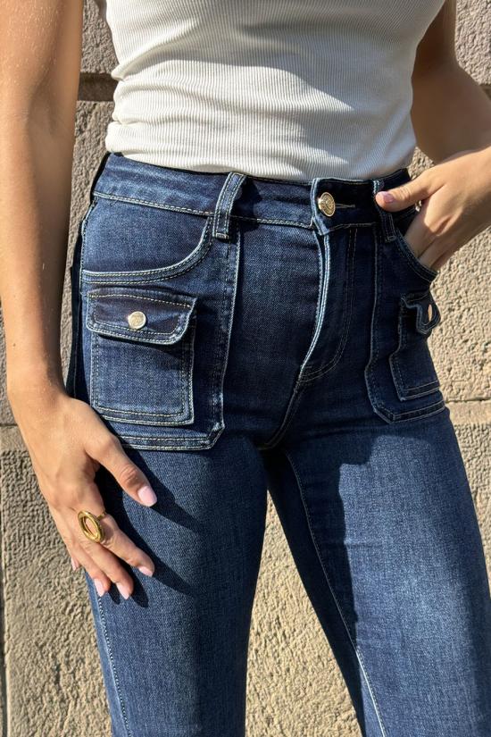 Jeans campana doble bolsillo azul denim