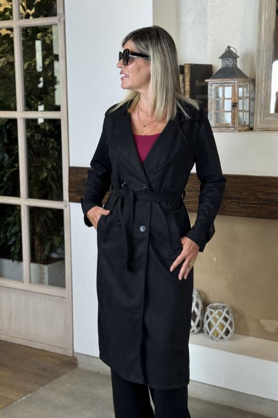 Trench largo antelina negro
