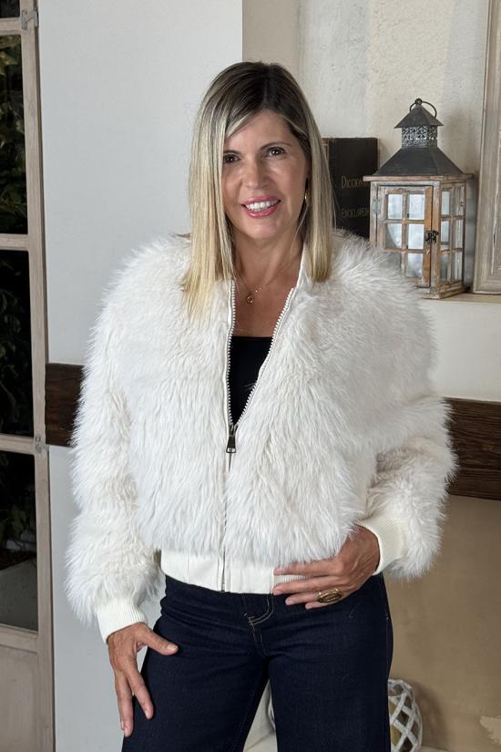 Cazadora efecto pelo crudo