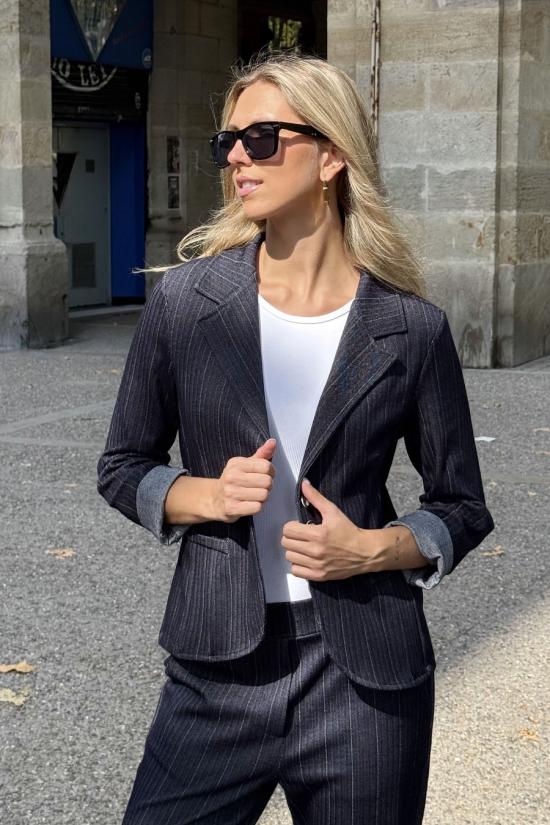 Americana rayas denim azul