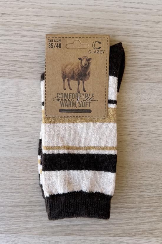 Calcet&iacute;n rayas beige