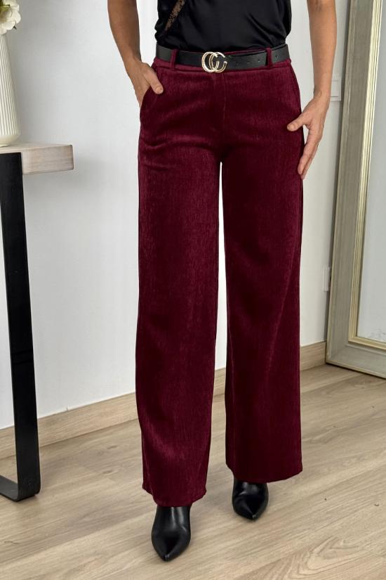 Pantal&oacute;n aterciopelado granate
