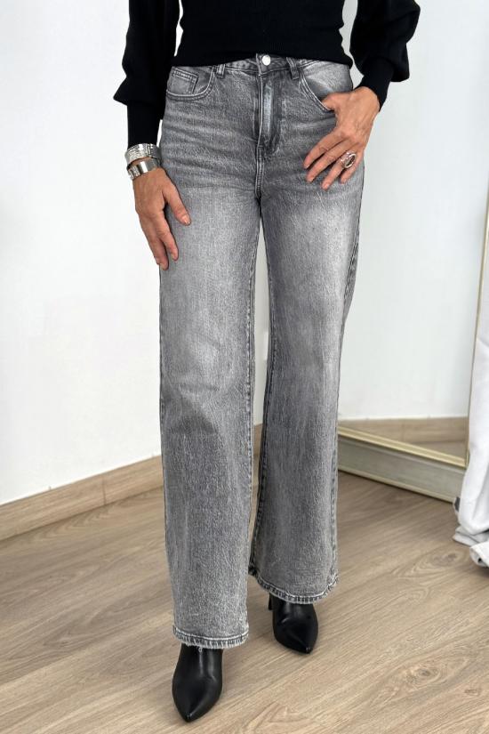 Jeans wide leg gris delavado