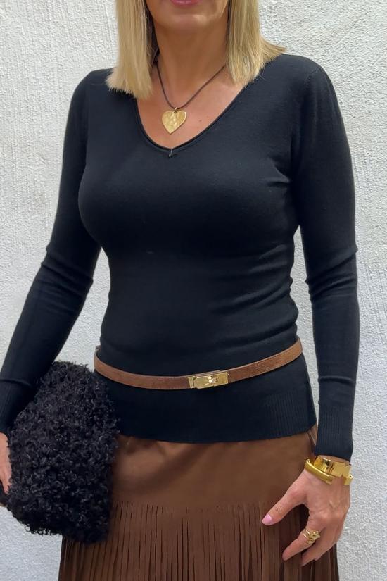 Jersey b&aacute;sico pico negro