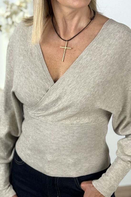 Jersey cruzado beige