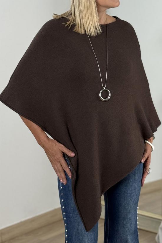 Poncho punto marr&oacute;n