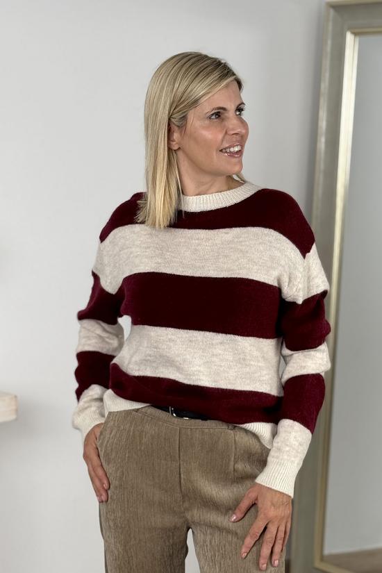 Jersey bicolor beige-burdeos