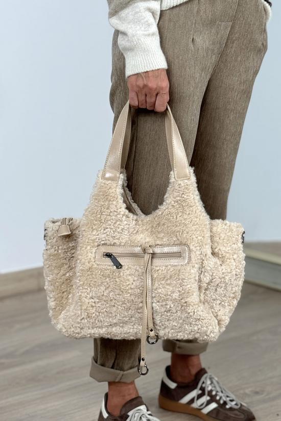 Bolso shopper borreguito beige