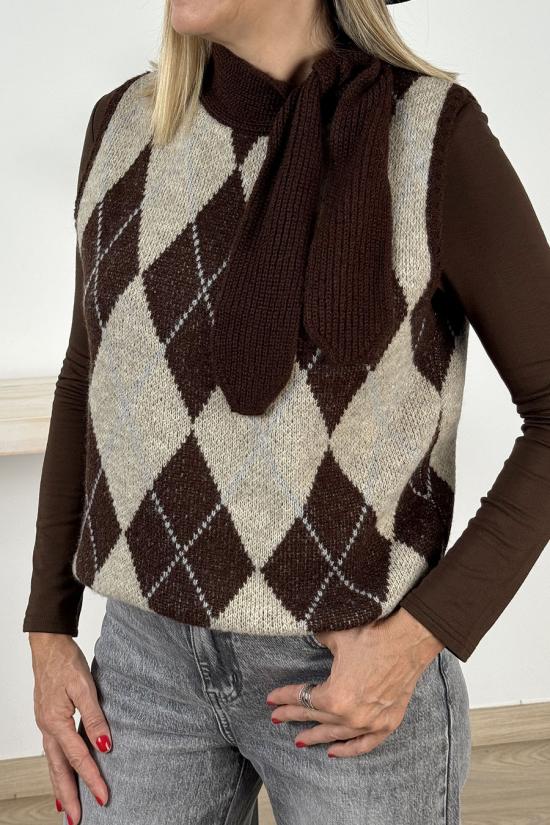 Chaleco de rombos marr&oacute;n