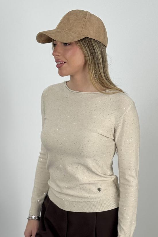 Jersey lana brillos beige
