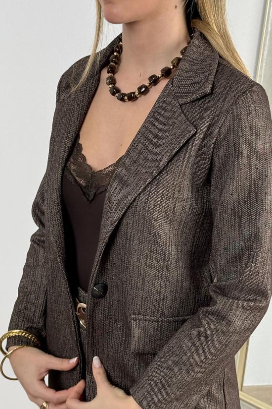 Americana texturada marr&oacute;n