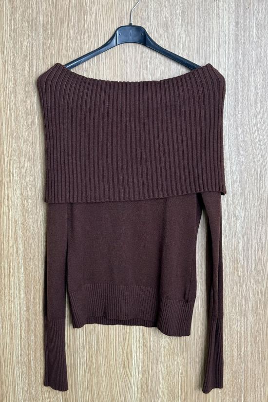 Jersey bardot marr&oacute;n