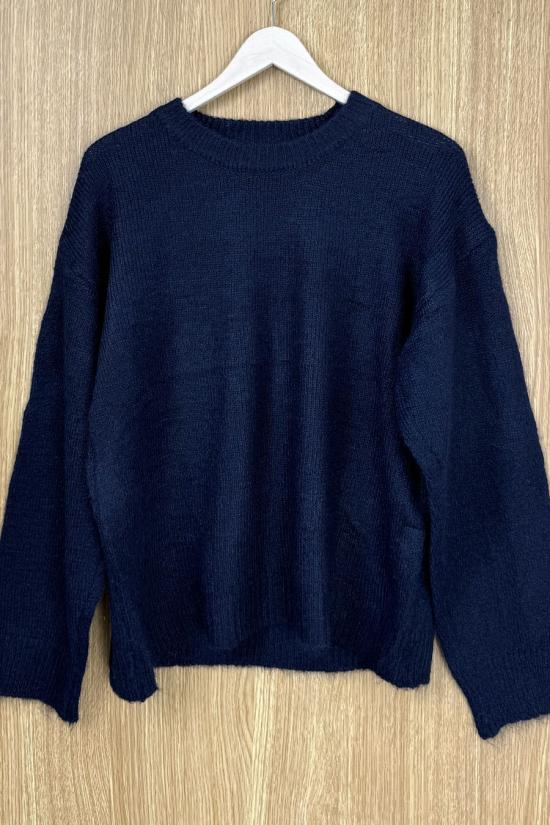 Jersey lana jaspeada azul marino