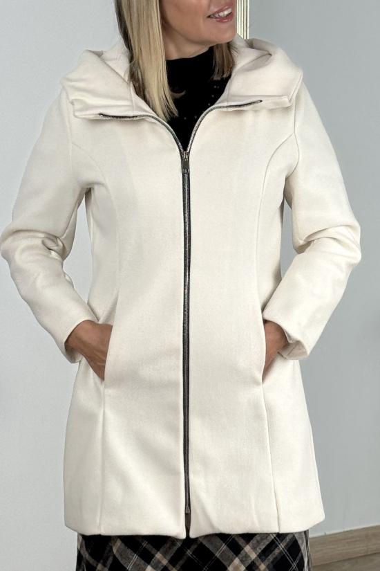 Abrigo de pa&ntilde;o capucha crudo