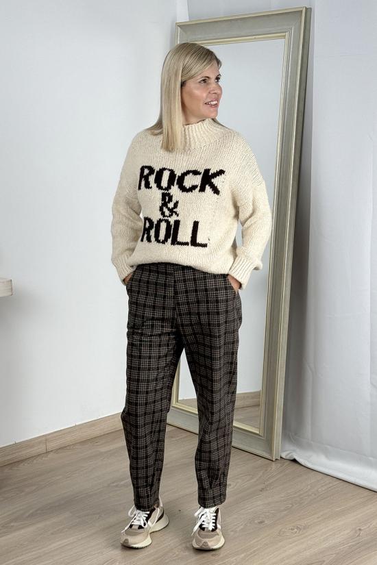 Jogger cuadros marr&oacute;n