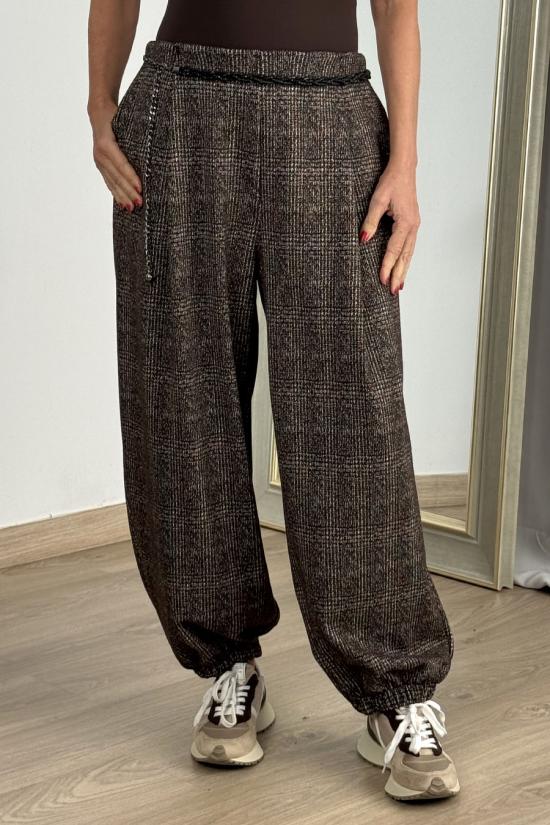 Bombacho cuadros jaspeados marr&oacute;n