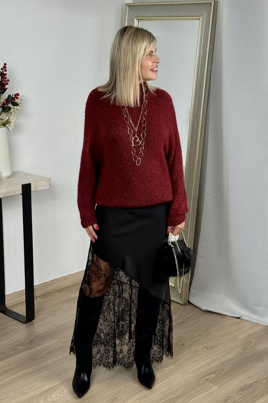 Falda midi lencera negra