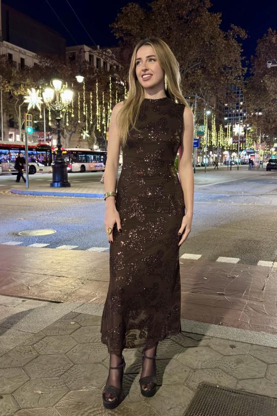 Vestido Charlotte marr&oacute;n