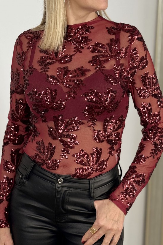 Camiseta Clo&eacute; burdeos